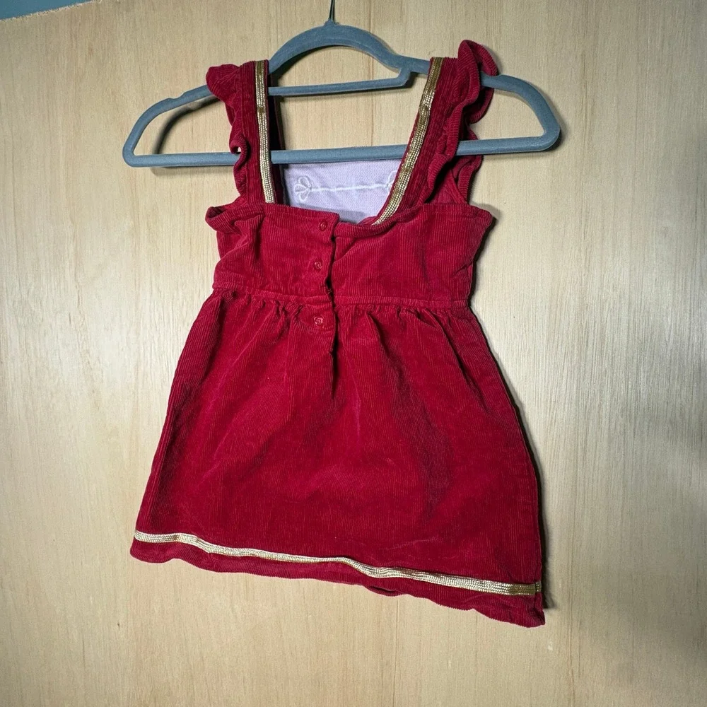 Gymboree NYC Ballet Red Corduroy Nutcracker Dress Gold Trim Girls Size 6